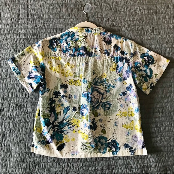 Anthropologie Printed Surf Button Down Shirt Blue Motif Size SP NWOT - Picture 5 of 13